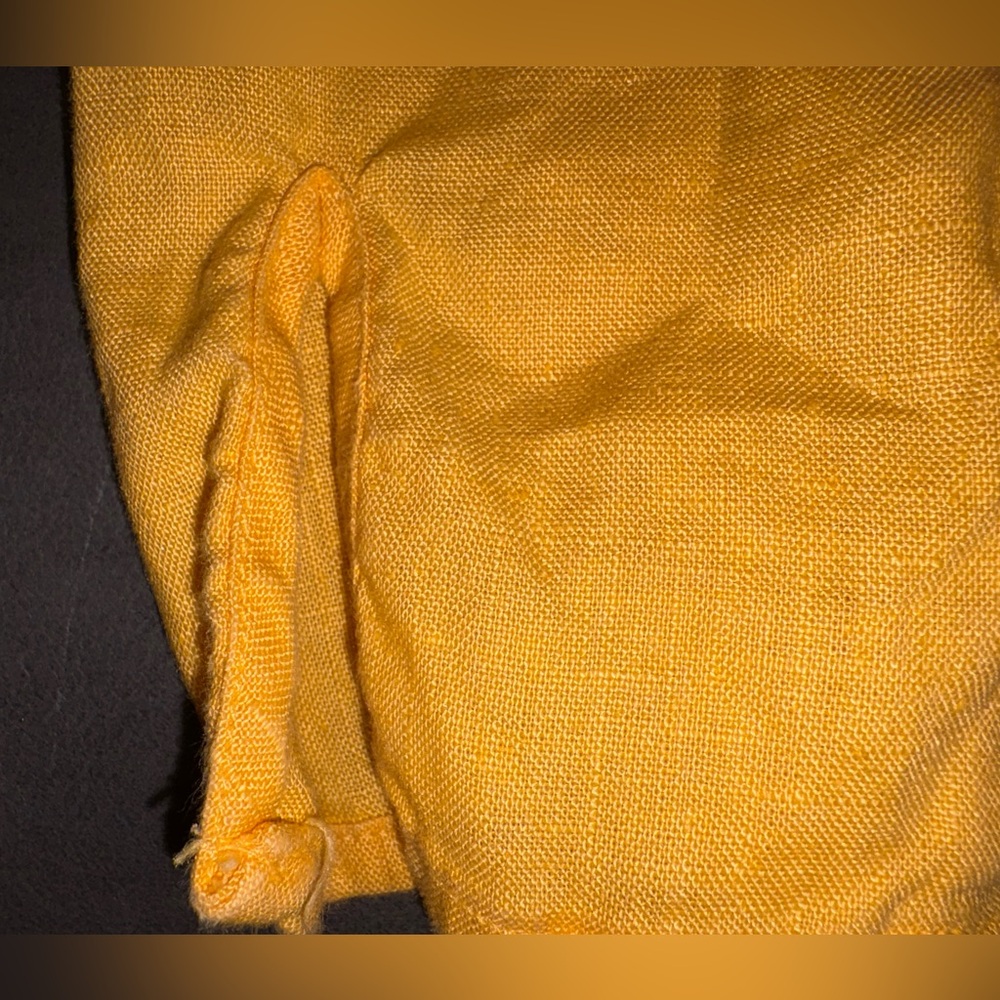 Coldwater Creek 100% Linen Tunic Top Yellow Petite Small PS Pocket Lightweight - Picture 11 of 12